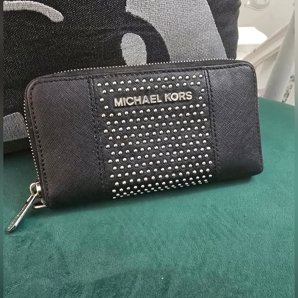 Michael Kors Black Wallet with Silver Studs